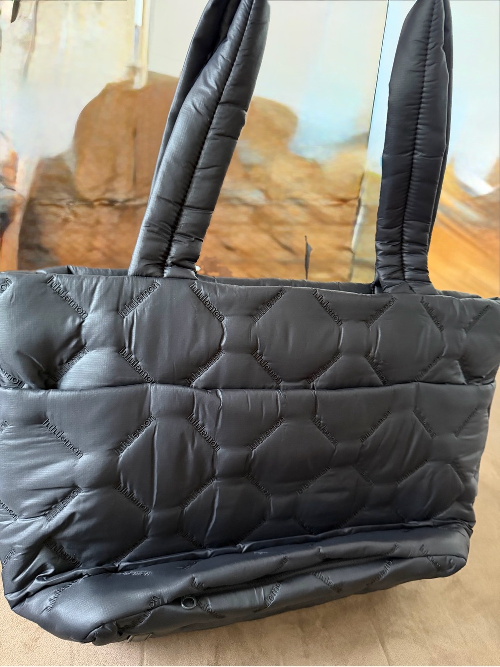 lululemon athletica Black Quilted Puffer Tote